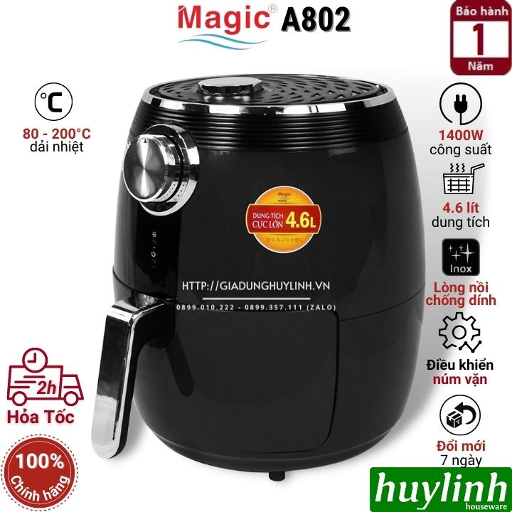 Nồi chiên không dầu Magic Korea A84 - A78 New - 4.4 lít - A802