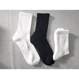 Vớ tất unisex trắng đen dày trơn giữa bắp chân