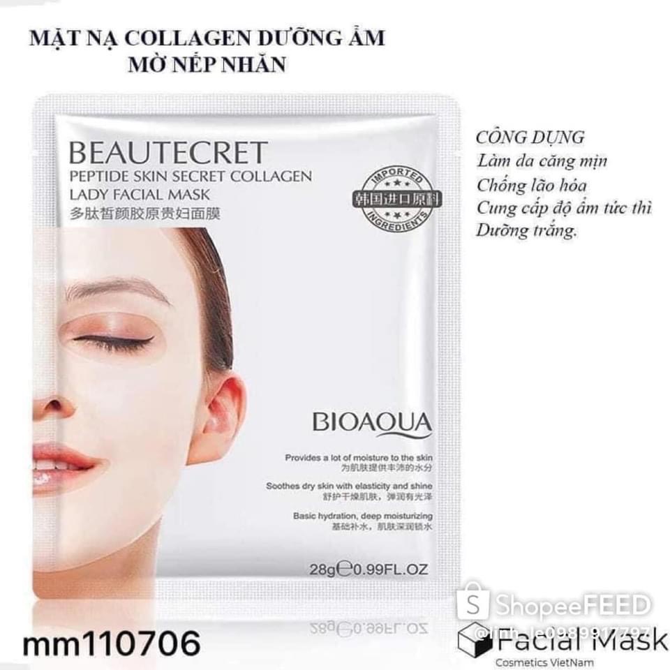 [Giá hủy diệt] Mặt nạ thủy tinh Bioaqua- thạch Collagen Beautecret Dưỡng ẩm sáng da nội địa trung