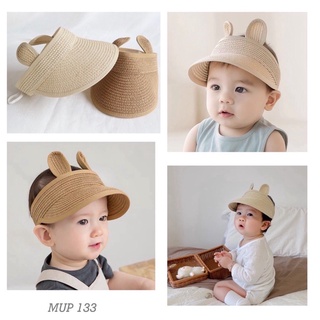 Mũ Cói Cho Bé - Mũ cói Tai Thỏ mùa hè không chóp cho bé từ 10tháng -3 tuổi kiểu dáng Hàn Quốc dễ thương