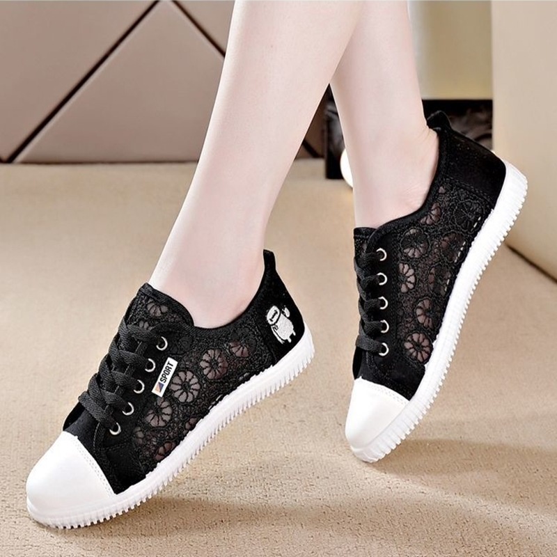 Giày Thể Thao Đế Bằng Siêu Nhẹ Phối Lưới Thoáng Khí Thời Trang Xuân Hè 2022 Mới Cho Nữ