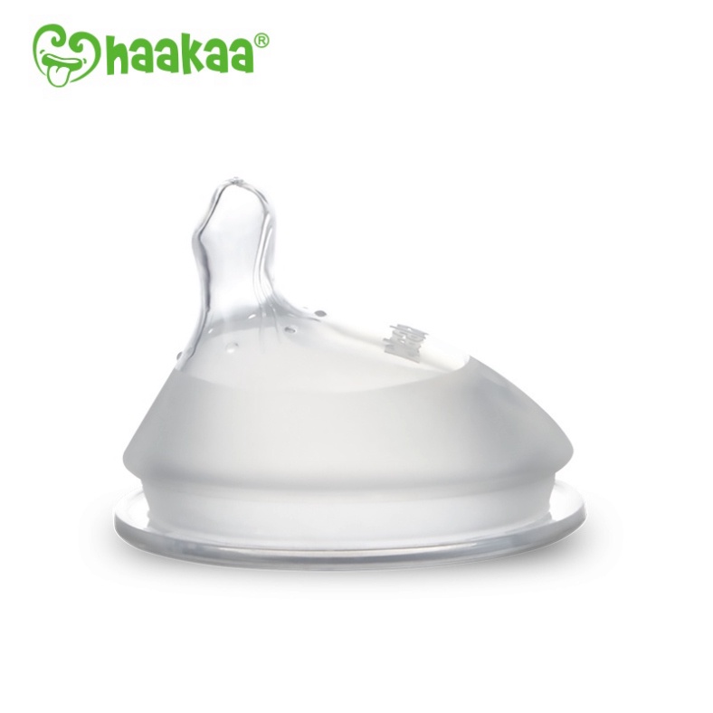 Núm ti Gen.3 Haakaa. Thiết kế lệch tâm độc quyền. Chất liệu silicone cao cấp, an toàn. Không chứa BPA, PVC và phthalate