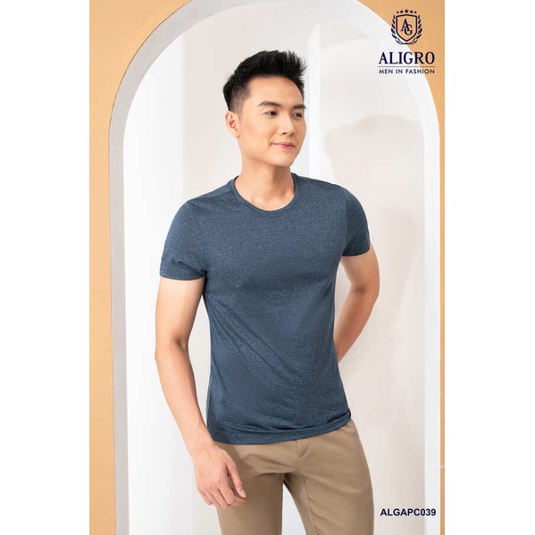 Áo thun nam cộc tay trơn màu xám đậm aligro ALGAPC039