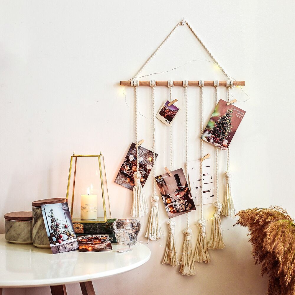 Dây treo ảnh khung ảnh treo tường vintage treo postcard ảnh trang trí dán tường poster bưu thiếp decor phòng ngủ bàn học