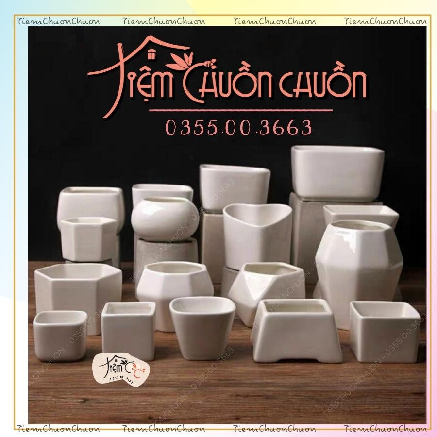 Chậu sứ Men Trắng Pastel Trồng Cây Cảnh - Trang trí nhà cửa - Tiệm Chuồn Chuồn - tiemchuonchuon - Chậu sứ Bát Tràng.