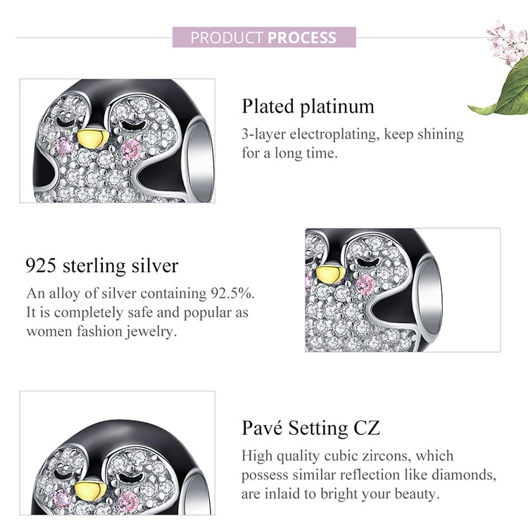 bamoer Hạt charm hình chim cánh cụt đáng yêu