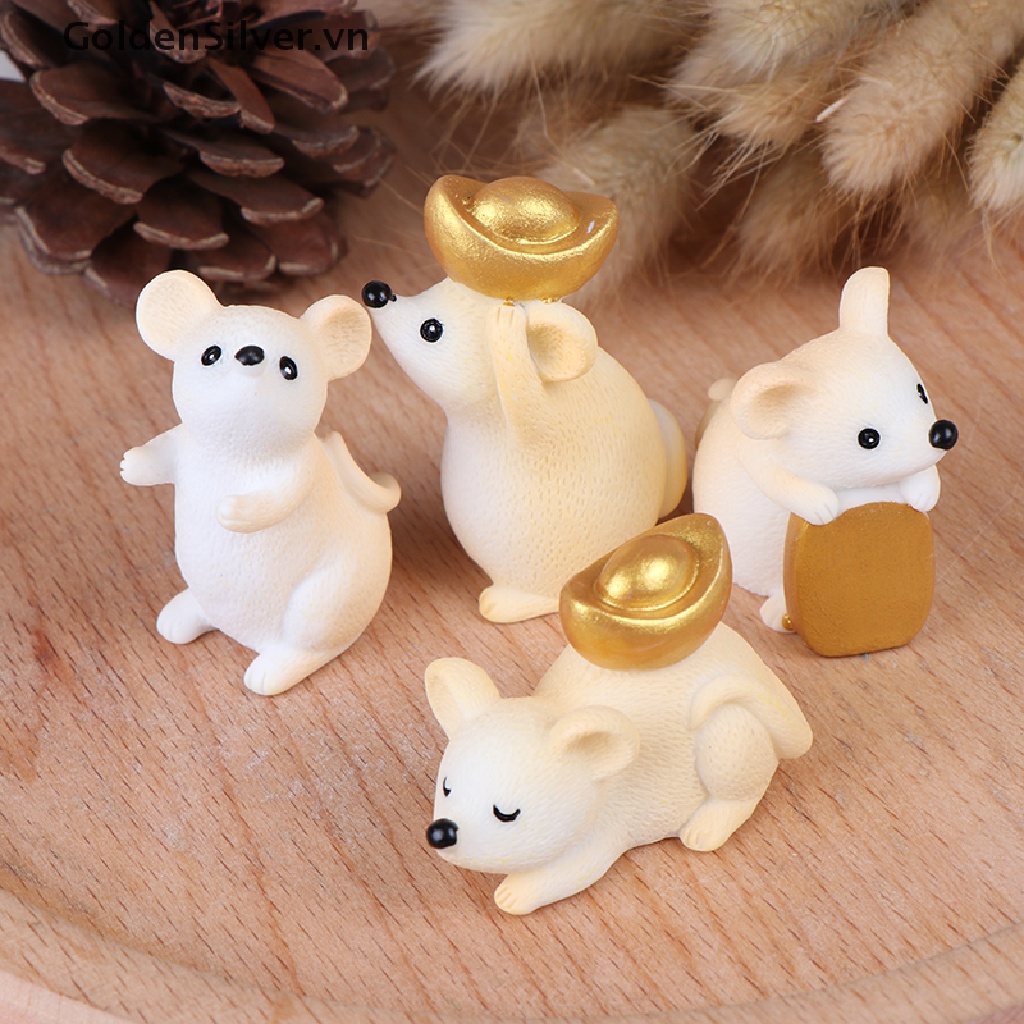 Mô Hình Chú Chuột Vàng Thu Nhỏ Dễ Thương Trang Trí Sân Vườn 2020