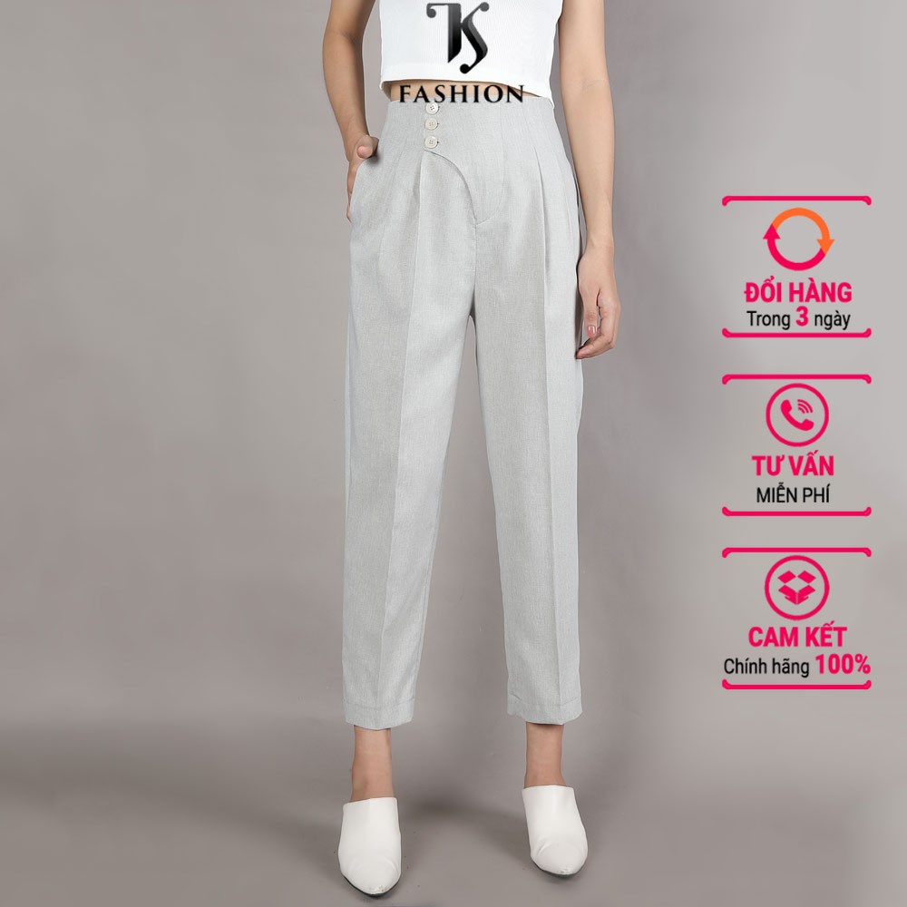 Quần nữ công sở thanh lịch, vạt chéo 3 cúc, chất chéo Hàn cao cấp TK Fashion - QK431