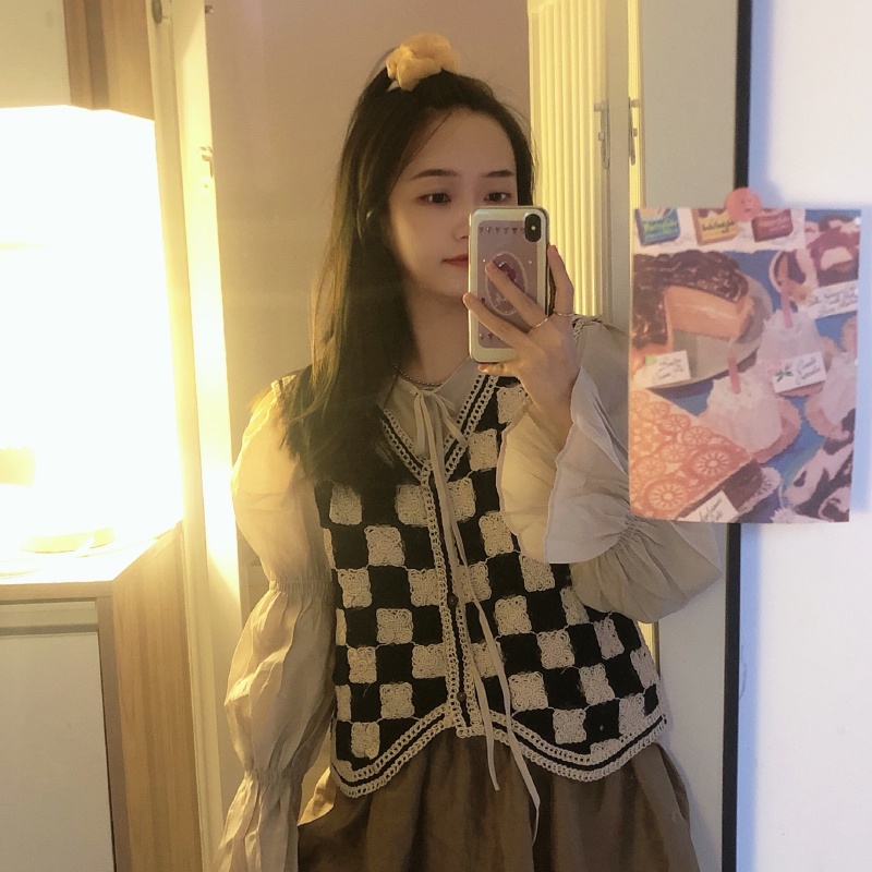 Áo Len Dệt Kim Không Tay Thiết Kế Đơn Giản Dễ Phối Đồ