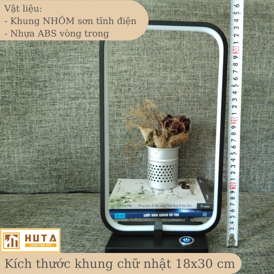 Đèn Bàn Cảm Ứng HUTA Tăng Giảm Độ Sáng, Ánh Sáng Vàng, Dùng Làm Đèn Ngủ, Để Phòng Khách, Trang Trí Decor, Led 12W, CN1