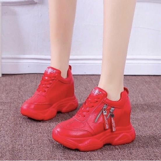 Giày SNK độn 7p da siêu mềm màu đỏ