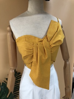 ÁO CROPTOP NƠ LINEN