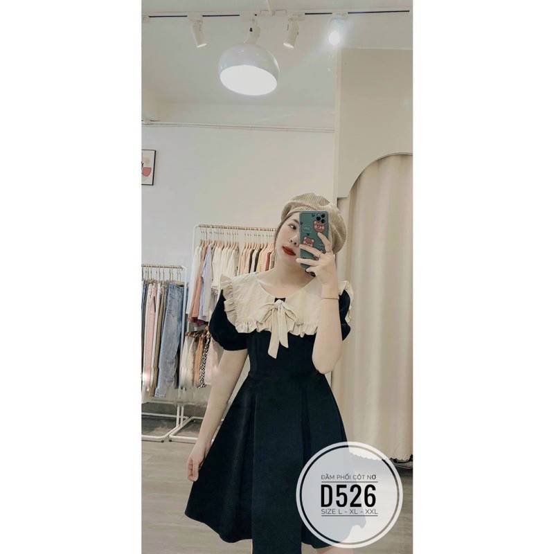 [Mã FATHANG5 giảm 10K đơn 50K] Bigsize Đầm phối cột nơ D526 | BigBuy360 - bigbuy360.vn