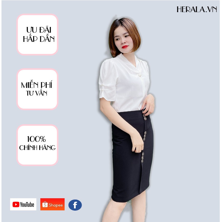Chân váy nữ thời trang công sở Herala Dáng bút chì phối cúc VP55 | BigBuy360 - bigbuy360.vn
