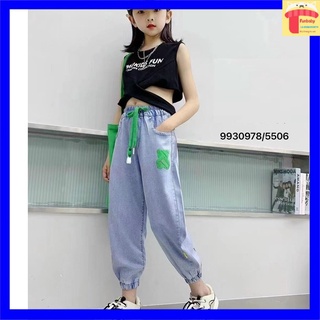Quần bò bé gái bo gấu 6-12 tuổi hình Gấu đính đá, Quần jean cho bé mỏng mềm mại phù hợp cho bé mặc mùa hè
