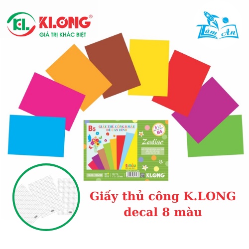 Giấy thủ công học sinh nhiều màu loại Decal dính/ Kẻ caro