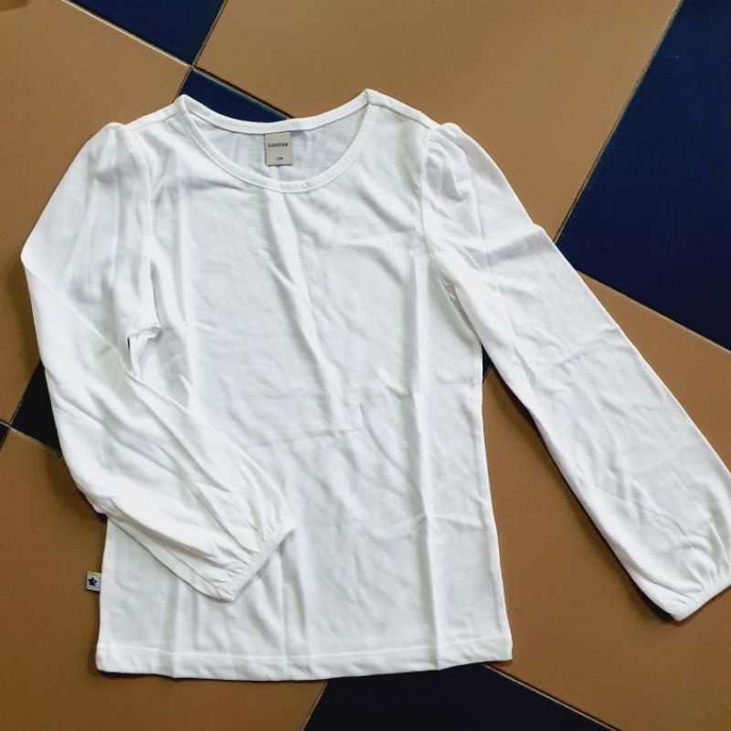 [120-140] Áo trắng cotton dài tay thu đông đi học cho bé gái xuất Hàn xịn