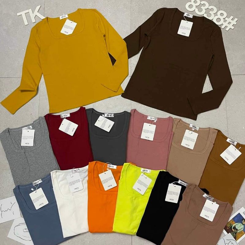 Áo thun cổ vuông dáng dài hàng QC