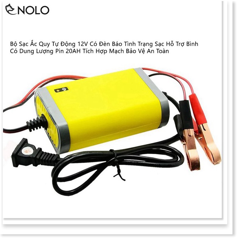 Sạc Ắc Quy Tự Động 12V Có Đèn Báo Tình Trạng Sạc Hỗ Trợ Bình Có Dung Lượng Pin 20AH Tích Hợp Mạch Bảo Vệ An Toàn