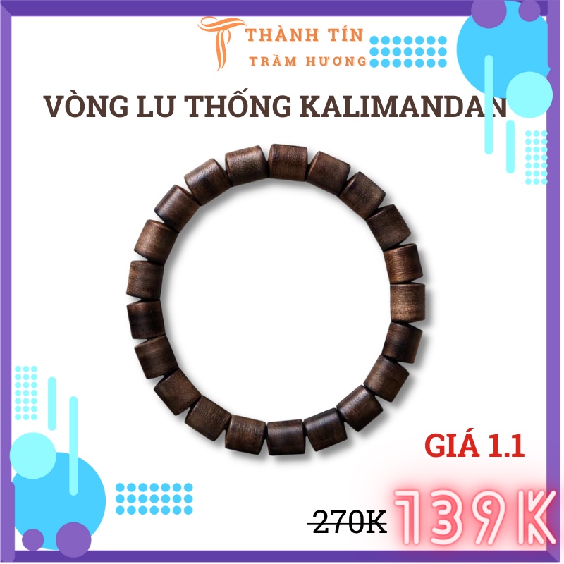 Vòng tay trầm hương nam nữ, vòng gỗ trầm hương - lu thống 9mm 20 hạt Thành Tín Trầm Hương VT0109