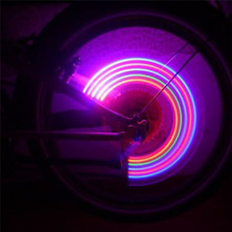 Đèn 5 bóng LED Gắn Van Bánh Xe Đạp-Nắp van lốp xe sở hữu đèn LED phát sáng cho xe đạp/ xe máy/ xe ô tô sáng 7 màu