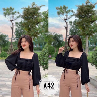 Bigsize Áo xếp li rút dây A42