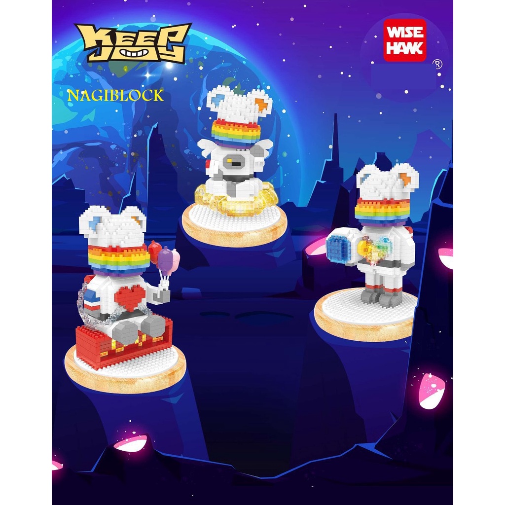 Bộ lắp ráp BEARBRICK Phi hành gia- Wise 2719/2720/2721