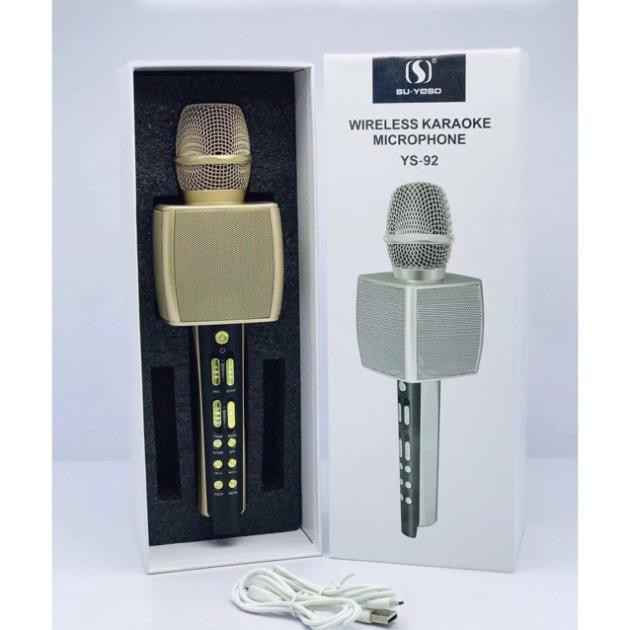 Micro Karaoke YS92 Bluetooth Không Dây, Hàng Cao Cấp, CNS.365 Hút Âm Tốt, Loa To 7Wx2, Thiết Kế Tinh Tế Bảo Hành 1 Đổi 1