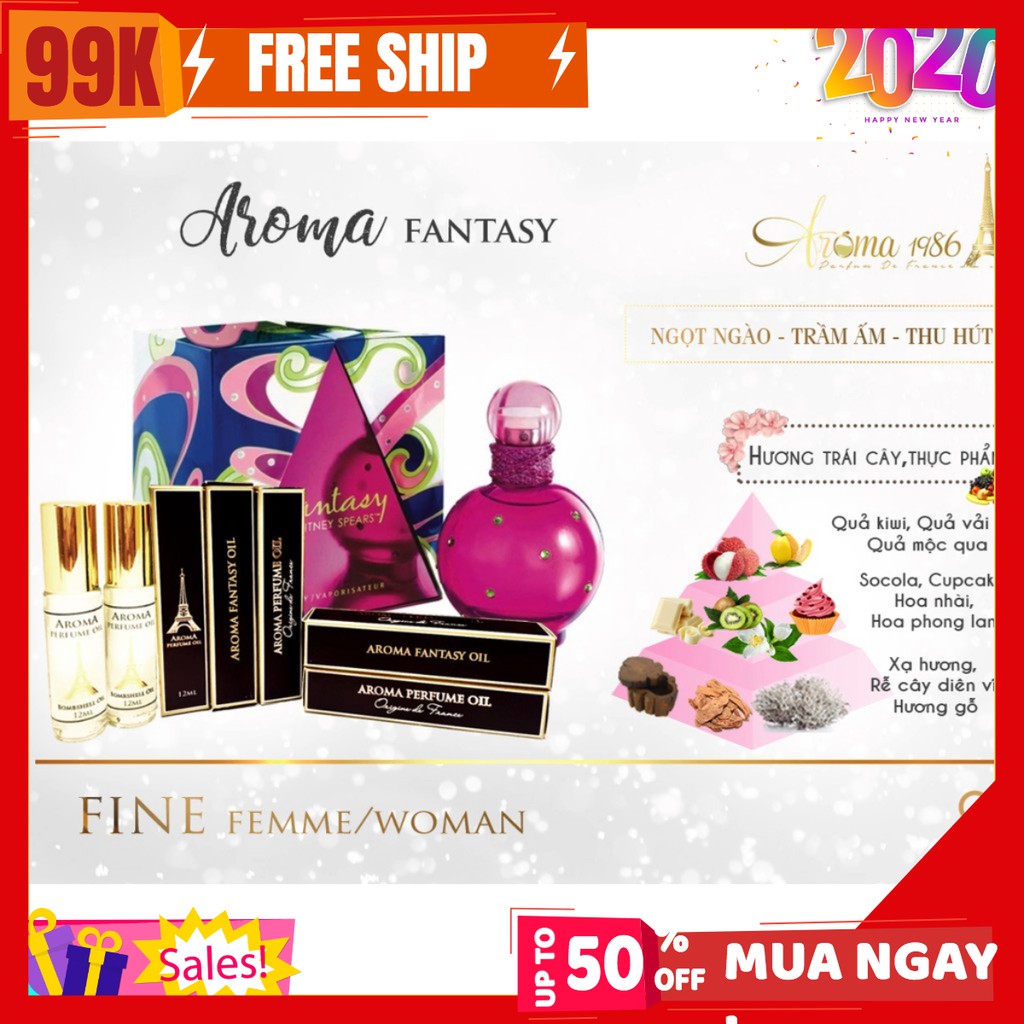 [FREESHIP] Tinh dầu nước hoa Pháp Britney Spear Fantasy lăn 12ml hàng chính hãng nhập khẩu