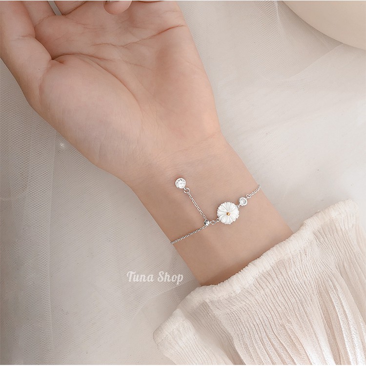 Vòng tay Bạc/ Lắc tay bạc hoa cúc cao cấp _ _TUNA SHOP Trang sức bạc _ TUNA CAM KẾT 100% CHUẨN BẠC 925