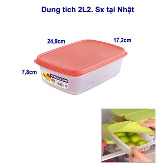Hộp nhựa đựng thực phẩm 2L2 trong suốt, nắp dẻo, sx tại Nhật. KB811