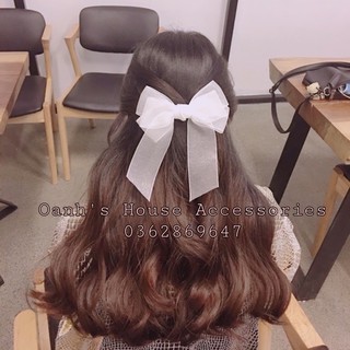 Kẹp nơ voan nhũ cao cấp