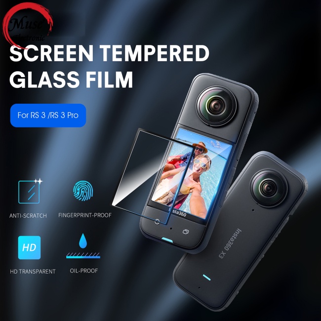Set 2 Kính Cường Lực Bảo Vệ Màn Hình Hd Chống Trầy Tương Thích Với Insta360 X3 Action