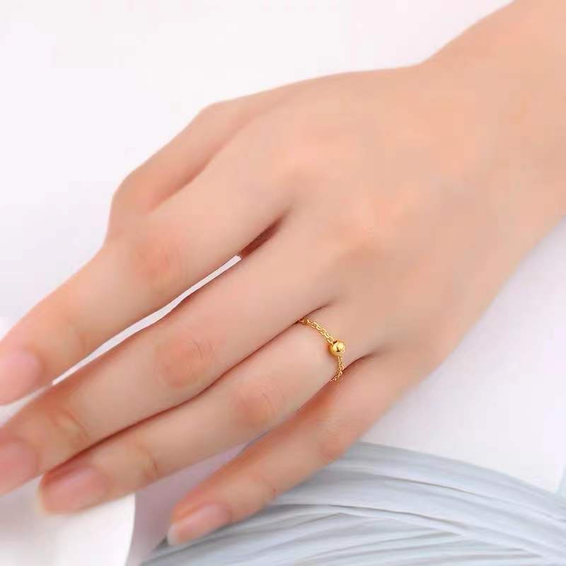 Nhẫn Thép Titan Mạ Vàng 18k Đính Hạt Kiểu Nhật Hàn Đơn Giản Không Gây Dị Ứng Thời Trang Cho Nữ