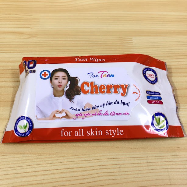 KHĂN ƯỚT NHỎ FOR TEEN CHERRY - 20 CÁI (BỊCH)