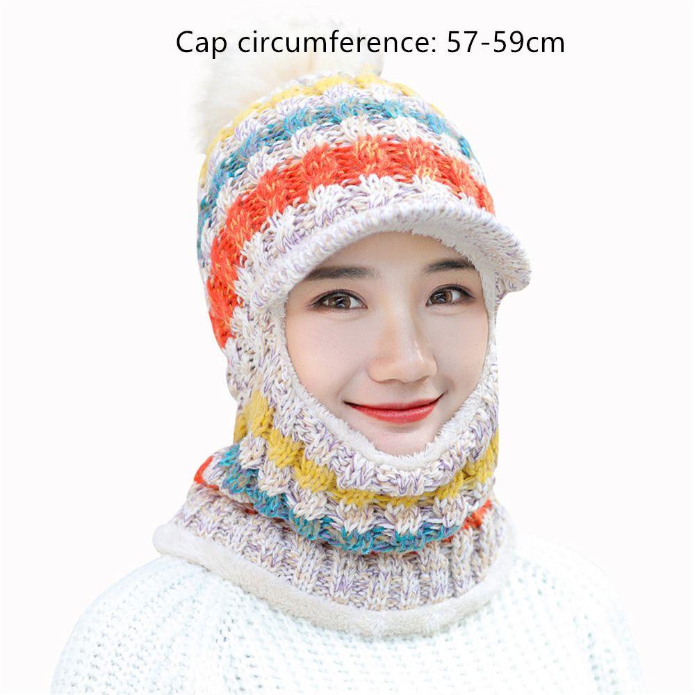 Mũ Dệt Kim Dày Dặn Đính Cục Bông Đầu Lâu Balaclava