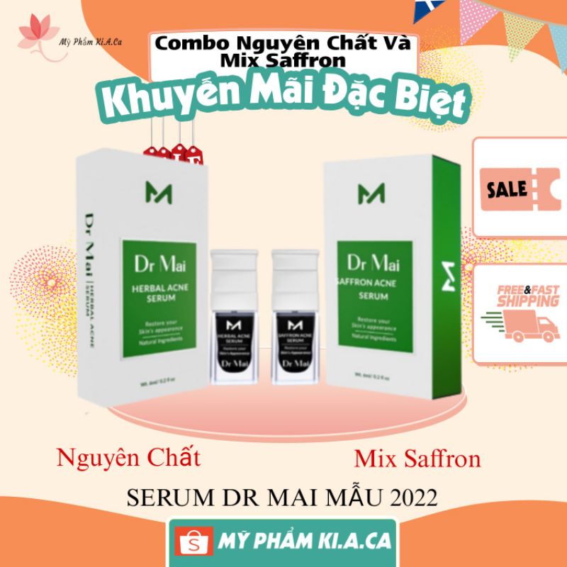 Dr mai Combo Nguyên Chất và Mix Saffron, Serum sạch mụn Dr Mai 5ml, lựa chọn hoàn hảo cho làn da mụn