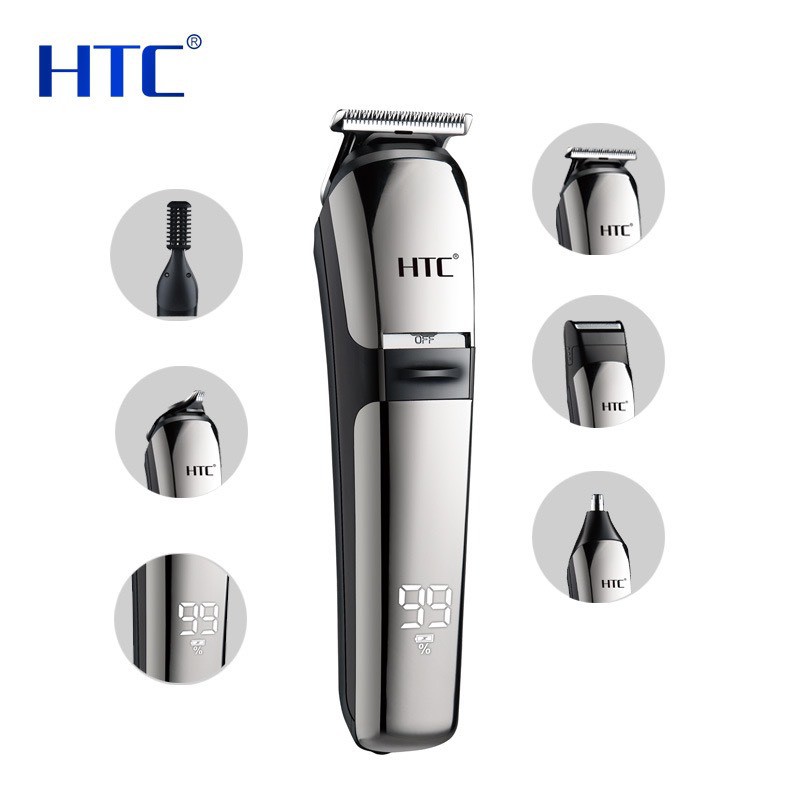 ✨SALE SỐC✨Tông đơ cắt tóc, cạo râu kiêm chấn viền chính hãng HTC, đầu sạc USB cao cấp tiện dụng, tặng kèm 8 phụ kiện