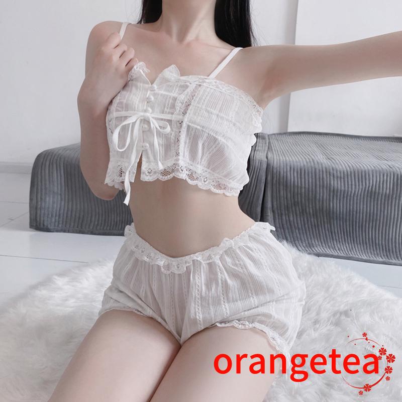 Set Đồ Lót 2 Món Gồm Áo Buộc Dây Và Quần Ngắn Lưng Thun Cho Nữ