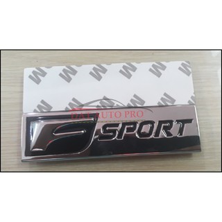 Tem Nổi 3D Kim Loại F sport màu INOX-Trắng.