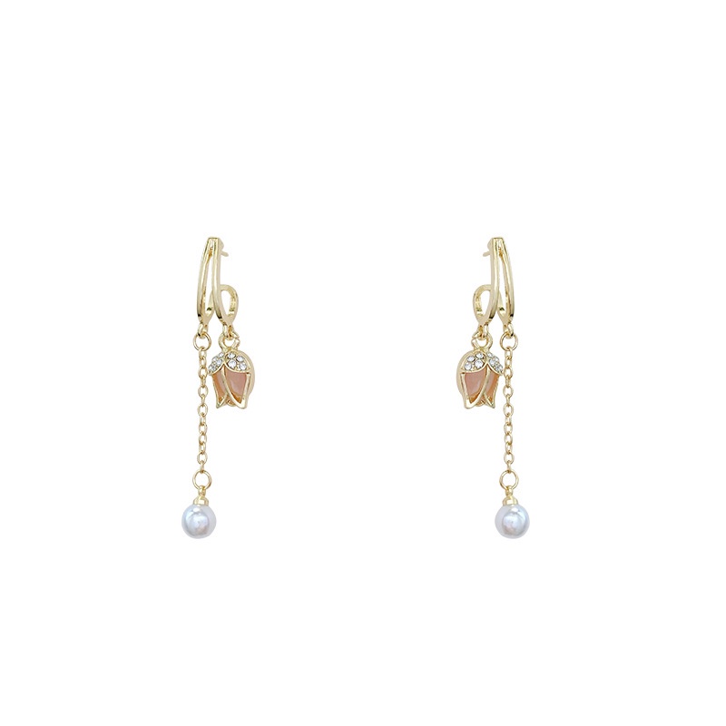 Khuyên Tai Hoa Tulip Đính Ngọc Trai Cao Cấp Phong Cách Hàn Quốc Kiểu Mới 2022