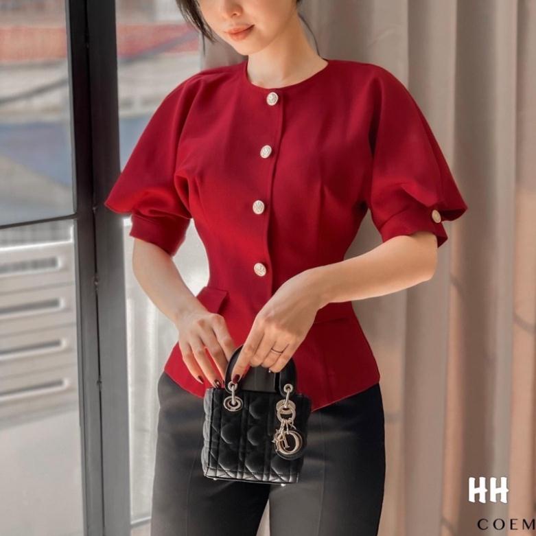 ÁO ĐỎ CHÉO VẠT CÚC ĐỒNG TAY DƠI SIÊU XINH