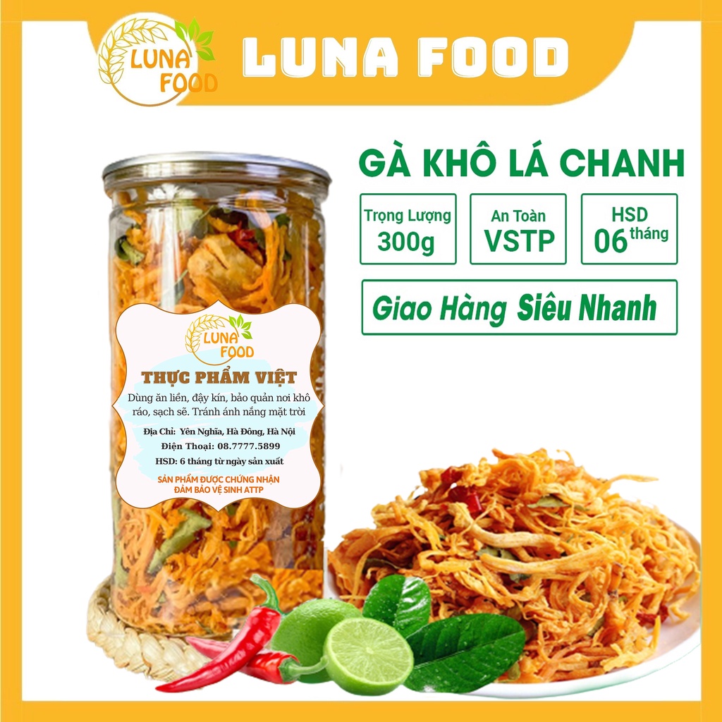 Khô gà lá chanh 300gr - Khô Gà Nhà Làm Cam Kết Không Chất Bảo Quản - Đồ Ăn Vặt Gà Khô Lá Chanh Nhà Làm Xé Cay SIÊU NGON
