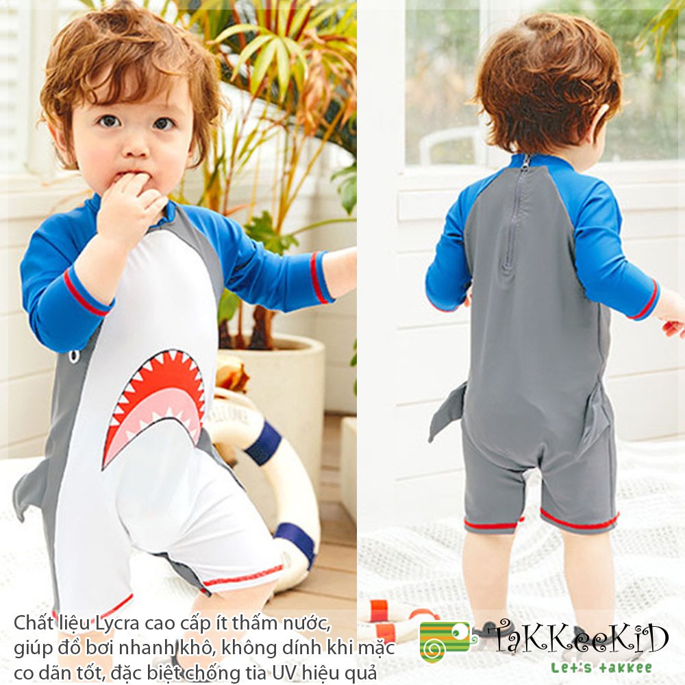 Bộ Bơi Bé Trai Baby Shark Đáng Yêu, Đồ Bơi Liền Thân Bé Trai Chất Liệu Lycra Cao Cấp