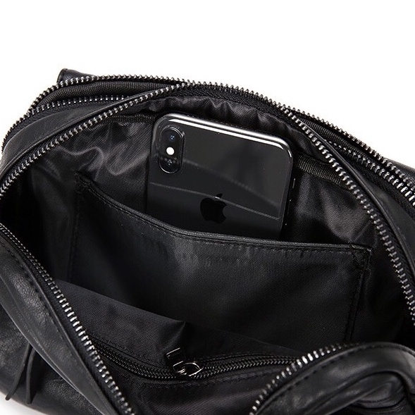 Túi Xách Nam Kay Bag Túi Đeo Chéo Màu Đen Ngầu Street Style Thời Trang Cao Cấp Da PU Chống Thấm Jino Studio