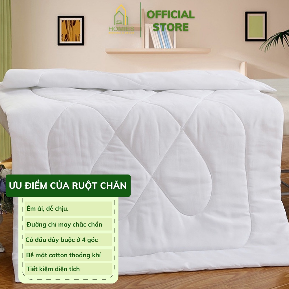 Ruột Chăn Hè THU HOMIES Ruột Chăn Khách Sạn, Nhà Nghỉ Trần Bông Tấm Trắng Siêu Nhẹ  - Kích Thước 2M X 2M2