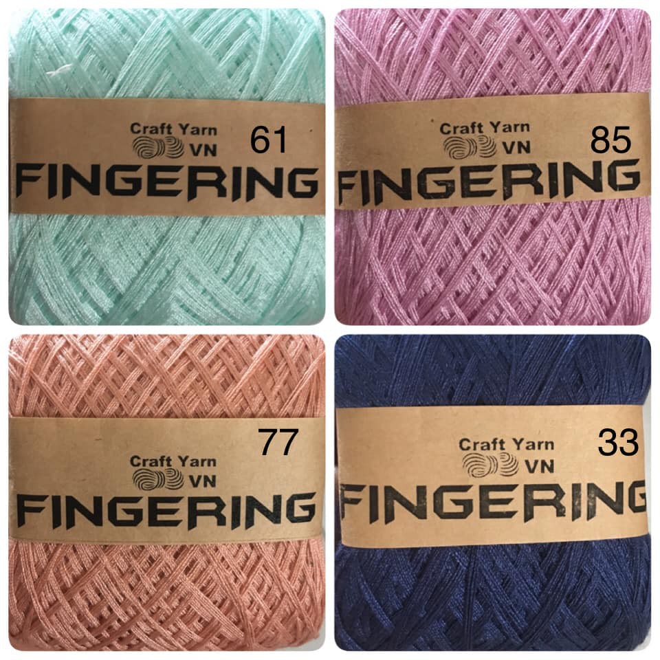 Bảng màu 2. Sợi Fingering - Sợi cotton bóng đan móc áo váy, trang phục mùa hè, áo đầm trẻ em.