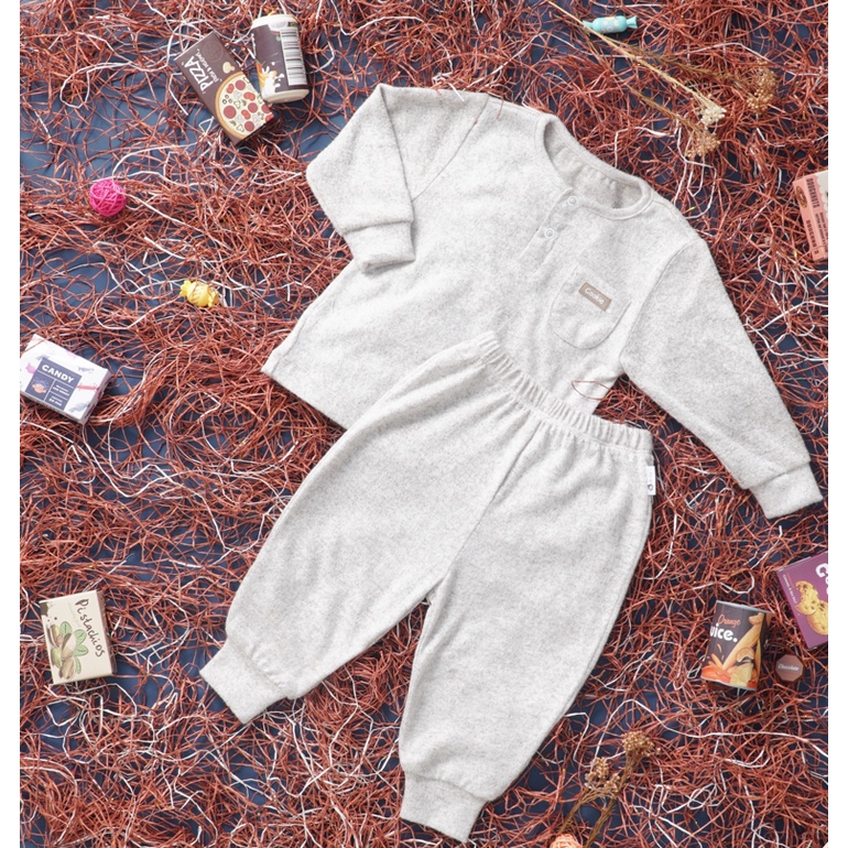 Bộ nỉ dài tay phối túi cookie cho bé