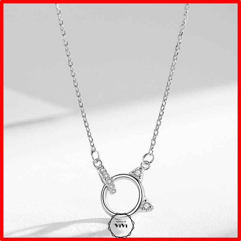 Dây chuyền bạc Ý hình mèo may mắn Luckycat – vòng cổ bạc ViVi_Gift