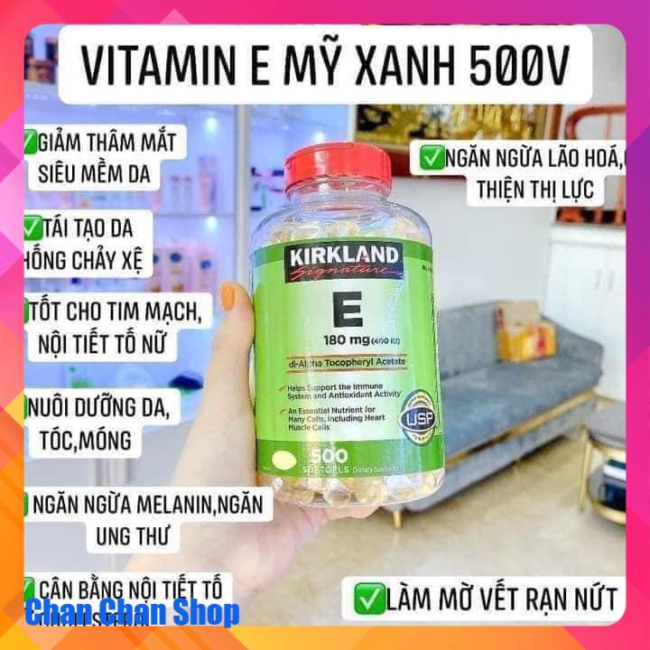 Viên uống bổ sung Vitamin E Kirkland Signature 500 viên _ Hàng Mỹ chính hãng